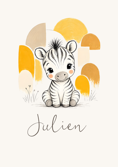 Affiche zèbre personnalisée – Animal totem